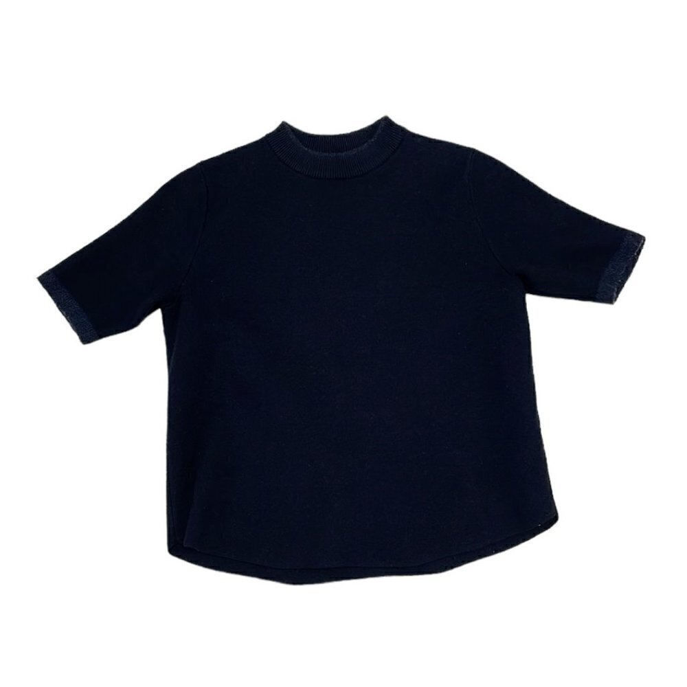 Zara Knit Short Sleeve Sweater Crew Neck Short Black Size Small S - Picture 4 of 16